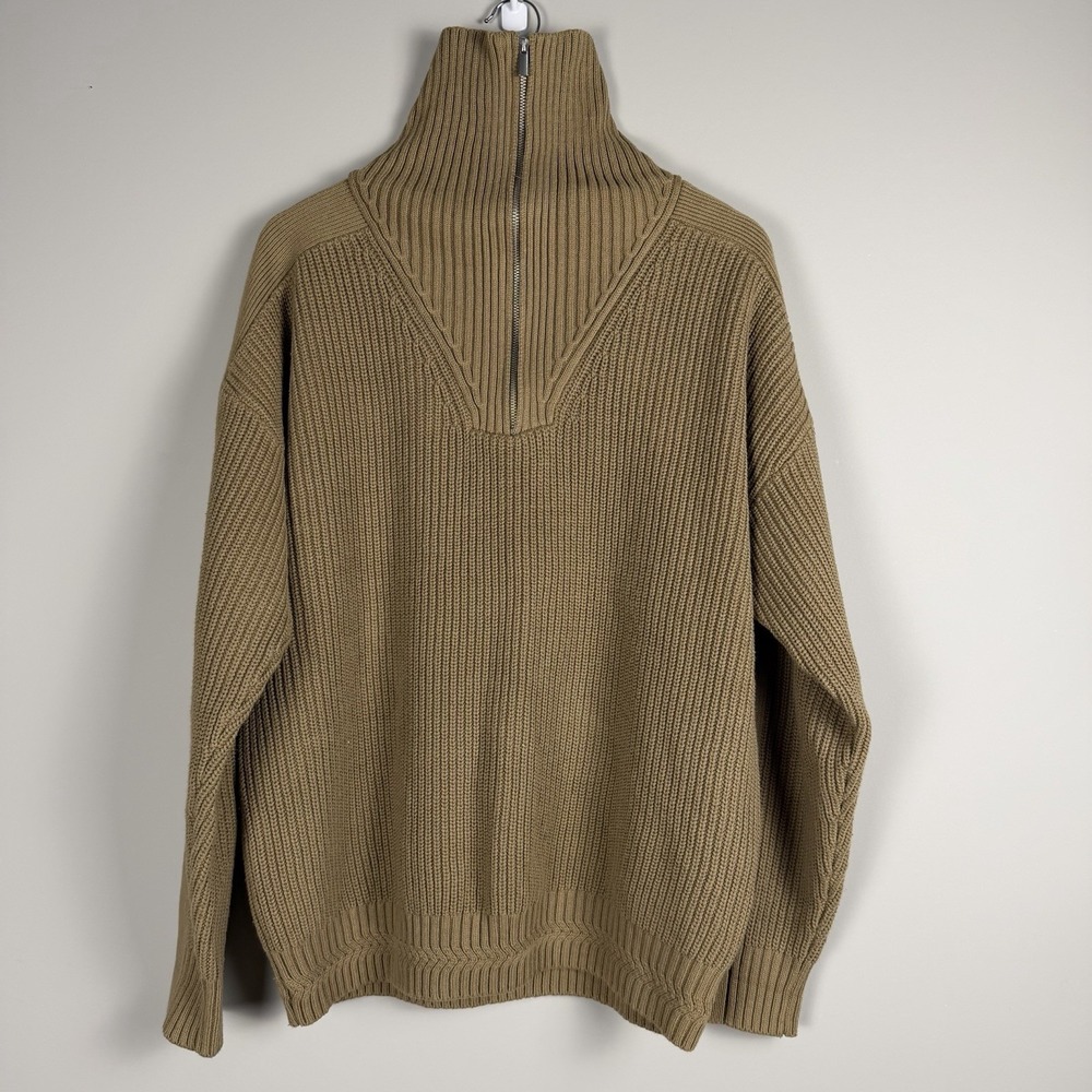TOPMAN Hester Ribbed Knit Sweather Half Zip Mens Size Large High Collar Pullover - Picture 13 of 16